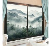AEMYSKA Lot de 2 films de fenêtre modernes en forme de forêt brumeuse - Décoration de chambre - Bois de montagne du matin - Film de fenêtre en verre teinté - Bloque le soleil - Contrôle de la chaleur