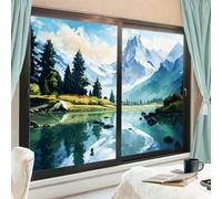 AEMYSKA Lot de 2 films de protection de la vie privée pour fenêtre - Motif paysage de montagnes abstraites - Non adhésif - Pour la maison et la salle de bain - 80 x 120 cm