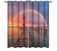 AEMYSKA Lot de 2 rideaux occultants à œillets avec imprimé de phare coloré, rideaux de fenêtre modernes et fantastiques pour décoration de salon, 70 x 160 cm (l x L)