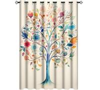 AEMYSKA Lot de 2 rideaux occultants à isolation thermique avec œillets - Motif arbre coloré - Motif floral - Nature botanique abstraite - Rideaux occultants à isolation thermique pour chambre à