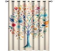 AEMYSKA Lot de 2 rideaux occultants à isolation thermique avec œillets - Motif arbre coloré - Motif floral - Nature botanique abstraite - Rideaux occultants à isolation thermique pour chambre à