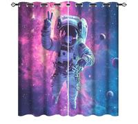 AEMYSKA Lot de 2 rideaux occultants à isolation thermique avec œillets - Motif astronaute mystérieux - Style rétro - Pour chambre à coucher - 53,3 x 114,3 cm (l x L)