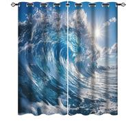 AEMYSKA Lot de 2 rideaux occultants à isolation thermique avec œillets - Rideaux occultants à isolation thermique - Rideaux de fenêtre à œillets - Rideaux de fenêtre modernes avec vue sur la nature -