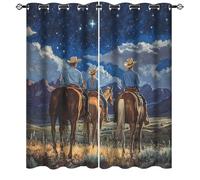 AEMYSKA Lot de 2 rideaux occultants à isolation thermique avec œillets style western cowboy de dessin animé - Style rustique - Pour chambre à coucher - 53,3 x 137,2 cm (l x L)