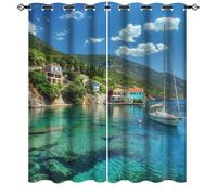 AEMYSKA Lot de 2 rideaux occultants vintage à œillets pour chambre à coucher, salon, océan, bateau, décoration d'intérieur, 106,7 x 213,4 cm (l x L)