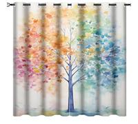 AEMYSKA Rideaux à œillets avec impression aquarelle moderne de feuilles d'arbre, rideaux occultants abstraits sur le thème de la nature pour plantes, rideaux obscurcissants pour décoration de salon