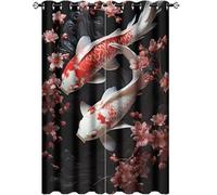 AEMYSKA Rideaux occultants à œillets pour chambre à coucher, motif carpe abstraite, poissons, fleurs naturelles, rideaux occultants à isolation thermique, 106,7 x 114,3 cm