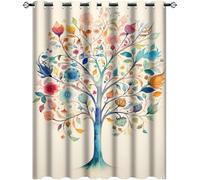 AEMYSKA Rideaux occultants à œillets pour chambre à coucher - Rideaux occultants à isolation thermique avec motif d'arbre coloré pour chambre à coucher, motif floral, nature, botanique, abstrait, 106