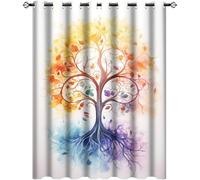AEMYSKA Rideaux occultants intéressants en forme d'arbre pour salon avec feuilles aquarellées et formes fantaisistes pour traitement de fenêtre, rideaux à isolation thermique pour chambre à coucher