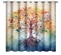 AEMYSKA Rideaux occultants vintage à œillets pour chambre à coucher, peinture moderne, aquarelle, feuilles de plantes, rideaux occultants à isolation thermique, 160 x 160 cm