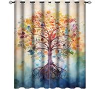 AEMYSKA Rideaux occultants vintage à isolation thermique pour chambre à coucher, motif peinture à l'aquarelle, feuilles végétales, œillets, panneaux de rideaux de fenêtre 106 x 114 cm