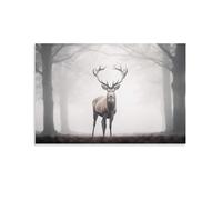 AEMYSKA Toile murale à motif de cerf de ferme, nature sauvage, forêt, brume, paysage, poster pour décoration murale d'intérieur, salon, 30,5 x 45 cm (l x L)