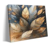 AEMYSKA Toile murale abstraite encadrée à l'aquarelle avec plumes d'oiseaux et plumes d'animaux - Affiche d'œuvre d'art encadrée pour décoration murale d'intérieur, chambre à coucher, salon, bureau -