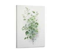 AEMYSKA Toile murale rustique à motif feuilles d'eucalyptus et plantes sauvages - Décoration murale pour salon - 30 x 45 cm