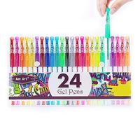 Aen Art Stylos à encre gel à paillettes colorées à pointe fine avec 40 % d'encre en plus pour livres de coloriage pour adultes, dessin et gribouillage (24 couleurs)