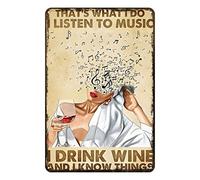 Aenaon Plaque vintage en étain avec inscription « That's What I Do I Listen to Music » - Décoration murale rustique - 20,3 x 30,5 cm
