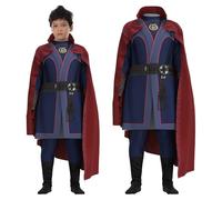 AENEY Costume de super-héros étrange 2022 pour enfants, combinaison de luxe à col rouge, cape pour Halloween, cosplay, fête costumée, taille XL - 160 cm