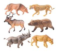 AENIMELY Ensemble de Figurines d'animaux Sauvages de 6 pièces - Comprend rhinocéros - Jouets réalistes de la Jungle Creuse, Apprentissage des STIM, décorations de gâteaux