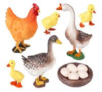 AENIMELY Ensemble de Figurines de volaille réalistes - Figurine Animale Creuse de Poussin, Canard, Poule, oie, nid avec œufs - Jouets éducatifs pour Animaux de Ferme - Cadeau d'apprentissage