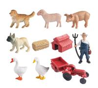 AENIMELY Ensemble de Jeu d'animaux de Ferme 10 pièces avec Fermier, Tracteur, Chien, Mouton - Figurines de Ferme en Plastique réalistes - scène de Jouets éducatifs de Ranch