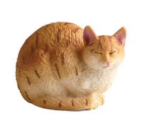 AENIMELY Figurine de Chat endormi Jaune réaliste - Figurines d'animaux de Compagnie Solides - décoration de Maison et de Jardin, Affichage d'animaux éducatifs, Cadeau pour Les Amoureux des Chats