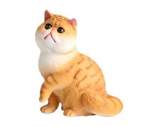 AENIMELY Figurine de chat persan jaune réaliste - Réplique d'animal de compagnie solide - Décoration de maison et de jardin, cadeau pour les amoureux des chats