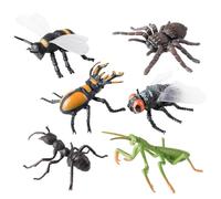 AENIMELY Figurines d'insectes réalistes 6 pièces - Ensemble de Jouets modèles d'insectes Creux avec araignée, guêpe, cerf, Mouche, mante Religieuse, Fourmi - Jouets éducatifs de la Nature STEM