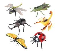 AENIMELY Figurines d'insectes réalistes 6 pièces - grand modèle d'insecte creux avec libellule, sauterelle, scorpion, scarabée, coccinelle, papillon monarque - jouets d'apprentissage STEM pour enfants