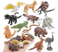 AENIMELY Lot de 12 figurines d'animaux australiens - Kangourou, Koala, Dingo, Crocodile et plus encore - Répliques réalistes de la faune sauvage, décorations de gâteau, ensemble de présentation