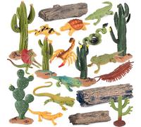 AENIMELY Lot de 20 figurines d'animaux du désert - Comprend scorpion, lézard, arbres et cactus - Diorama du désert pour enfants, décorations de gâteau d'anniversaire, décorations de fête