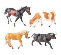 AENIMELY Lot de 4 figurines d'animaux de la ferme - Modèles de bison, cheval et vache - Répliques d'animaux de la ferme réalistes, ensemble d'affichage scientifique, décorations de gâteau de fête de