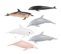 AENIMELY Lot de 6 figurines de dauphins - Dauphins à pois, bosse et sablier - Répliques d'animaux marins réalistes, affichage des sciences marines, décoration de gâteau