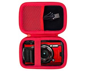 Aenllosi pour Coque de Protection et de Transport Rigide pour Appareil Photo Numérique Om System Tough TG-7, Rouge (Coque Seulement)