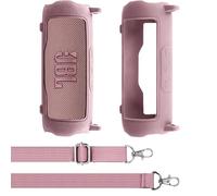 Aenllosi pour Enceinte Bluetooth JBL Flip 7 Coque en Silicone, Protège-Transport avec bandoulière, Coque Uniquement, Enceinte Non comprise(Rose)