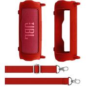 Aenllosi pour Enceinte Bluetooth JBL Flip 7 Coque en Silicone, Protège-Transport avec bandoulière, Coque Uniquement, Enceinte Non comprise(Rouge)