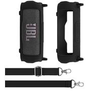 Aenllosi pour Enceinte Bluetooth JBL Flip 7 Coque en Silicone, Protège-Transport avec bandoulière, Coque Uniquement, Enceinte Non comprise(Noir)