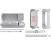 Aenllosi pour Enceinte Bluetooth Portable JBL Flip 7/6/5 Étui de Protection Rigide+Enceinte Bluetooth JBL Flip 7 Coque en Silicone, Protège-Transport avec bandoulière, Coque Uniquement,(Blanc)