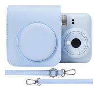 Aenllosi PU Housse de Protection en Cuir pour Fujifilm instax Mini 12/11 Instant Film Camera Sac de Voyage avec bandoulière réglable (Bleu pâle, Coque de Protection Uniquement)