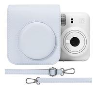Aenllosi PU Housse de Protection en Cuir pour Fujifilm instax Mini 12/11 Instant Film Camera Sac de Voyage avec bandoulière réglable (Blanc Argile, Coque de Protection Uniquement)