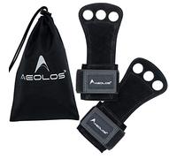 AEOLOS Gants de gymnastique en cuir - Parfaits pour la gymnastique, les tractions, l'haltérophilie, les kettlebells et le cross training - Noir - 2 couches de cuir - Taille M