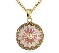 AEONSLOVE Bola de Grossesse, Collier Musique Carillon Bell Pendentif Fleur de Vie pour Femmes Enceinte Bébé Cadeau Original Noel, 114cm