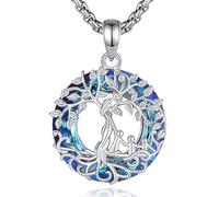 AEONSLOVE Collier Arbre de Vie Femme avec Cristal Pendentif Arbre de Vie Argent Sterling 925 pour Maman Fille Bijoux Mère Fille Cadeau Fête des Mère (3 enfants)