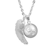 AEONSLOVE Collier Bola de Grossesse avec Petites Empreintes, Collier Musique Carillon Bell Pendentif de Ailes d'Anges pour Femmes Enceinte Bébé Cadeau Original Noel, 114cm