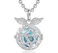AEONSLOVE Collier Bola de Grossesse Collier Musique Carillon Bell Pendentif Ailes d'ange pour Femmes Enceinte Bébé, Cadeau Original Noël, Chaîne 114cm