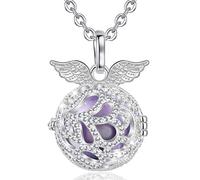 AEONSLOVE Collier Bola de Grossesse Collier Musique Carillon Bell Pendentif Ailes d'ange pour Femmes Enceinte Bébé, Cadeau Original Noël, Chaîne 114cm