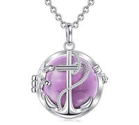 AEONSLOVE Collier Bola de Grossesse, Collier Musique Carillon Bell Pendentif de Ancre pour Femmes Enceinte Bébé Cadeau Original Noel, 114cm
