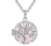 AEONSLOVE Collier Bola Grossesse Collier Musique Carillon Bell Pendentif Arbre de Vie pour Femmes Enceinte Bébé, Cadeau Original de Noël Anniversaire Naissance, Chaîne 114cm (pêche)