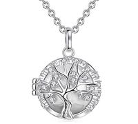 AEONSLOVE Collier Bola Grossesse Collier Musique Carillon Bell Pendentif Arbre de Vie pour Femmes Enceinte Bébé, Cadeau Original de Noël Anniversaire Naissance, Chaîne 114cm (argent)