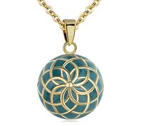 AEONSLOVE Collier Femme, Collier Bola Grossesse pour Maman Pendentif Fleur de Vie avec Coffret Cadeau Joujou de Bébé, Cadeau de Naissance Anniversaire, 114cm