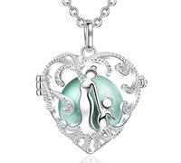AEONSLOVE Collier Femme Collier Bola Grossesse pour Maman Pendentif Maman et Bébé Cage avec Boule Sonore Joujou de Bébé, Cadeau de Noël Naissance Anniversaire, Chaîne 114cm